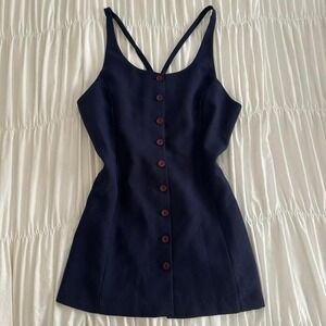 Vintage M Rampage Office Siren Navy Swirl Button Mini Dress
